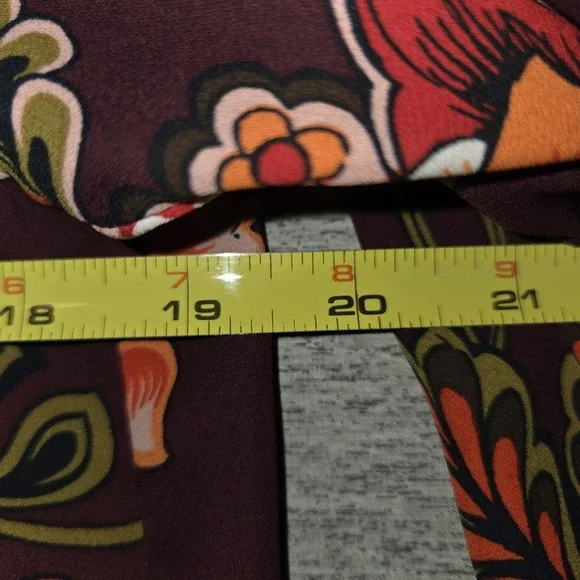 LOFT Floral Print Ruffle Blouse Womens Small Top Long Sleeve Round Neck Boho - Picture 6 of 10